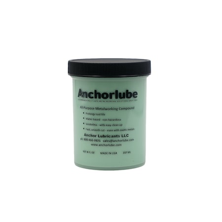 Anchorlube Water-Based Cutting Fluid, 8 oz, Half Pint Jar, 12PK 3011